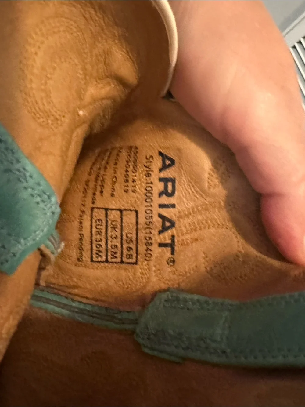 Ariat Turquoise and Tan Leather Western Boots (Worn once!) - Picture 5 of 5